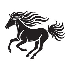 Running horse silhouette for creative digital media - Running horse illustration
