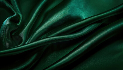 Fototapeta premium A dark emerald green velvet texture featuring subtle folds and highlights, exuding a luxurious and rich appearance, perfect for elegant design projects or high-end branding visuals.