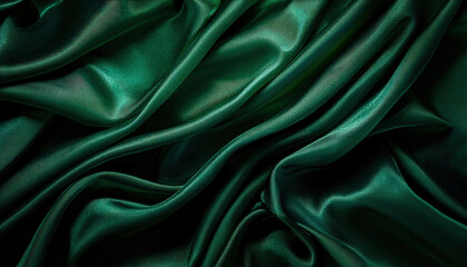 Fototapeta premium A dark emerald green velvet texture featuring subtle folds and highlights, exuding a luxurious and rich appearance, perfect for elegant design projects or high-end branding visuals.