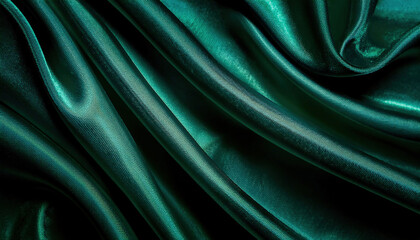Obraz premium A dark emerald green velvet texture featuring subtle folds and highlights, exuding a luxurious and rich appearance, perfect for elegant design projects or high-end branding visuals.