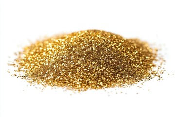 Gold Glitter Pile on White Background