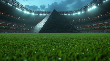 Minimalist geometric shapes A futuristic pyramid in stadium