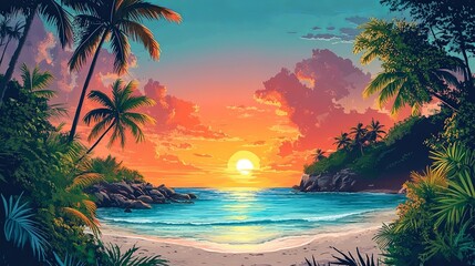 Camp blmr British indian ocean territory Travel Poster Flat Illustration Print Decor Gift Canvas Wall Art Gift