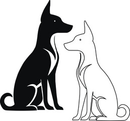 Two Dogs, Two Shades Silhouette.