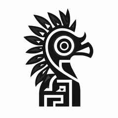 Obraz premium Stylized black and white illustration of a bird's head with geometric patterns and feathers.