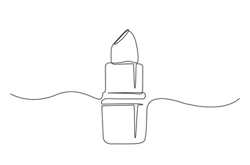 Obraz premium Lipstick continuous one line drawing. Lipstick cosmetic single line art illustration. Editable vector.