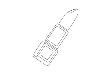 Fototapeta premium Lipstick continuous one line drawing. Lipstick cosmetic single line art illustration. Editable vector.