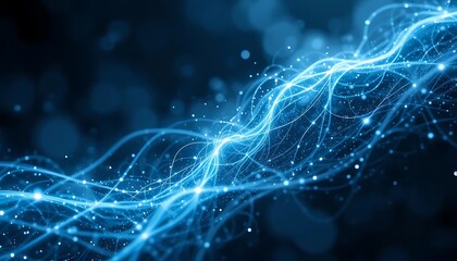 Abstract dusty blue glowing line, light  spreading from the line make it  mesmerizing networking  with connecting  point theme,