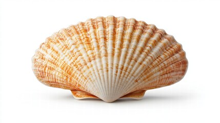 Obraz premium Single Scallop Shell on White Background