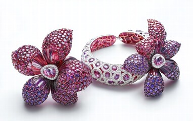 beautiful jewelry professional photo. On white background