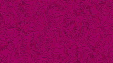 Topographic line map patterns. Orange Contour and textured Background of geographic cartography terrain on dark backdrop. Topographic line map patterns