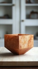 Minimalist geometric shapes A brown pentagon on paper