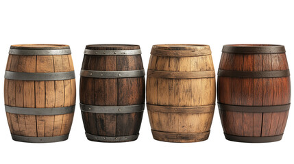  a wooden barrels isolated on a transparent background