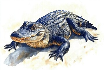 American Alligator Watercolor Painting