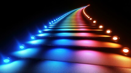 Neon Tunnel. Colorful neon lights tunnel futuristic design abstract ba