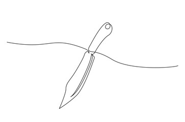 kitchen knife continuous one line drawing. Chef knife single line art illustration. Editable vector.