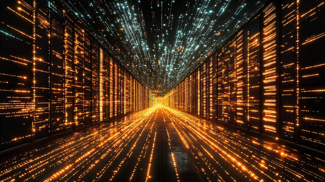 A dynamic flowing data technology background symbolizing chaotic information streams, visualizing the complexity and interconnectedness of modern data systems in a digital world

