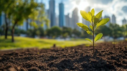 Sustainable lifestyle concepts Planting trees in urban areas