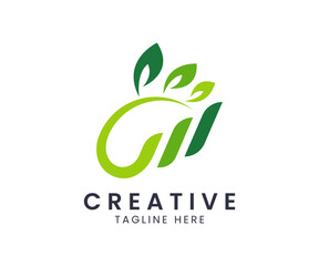 Natural growth logo icon vector symbol design with leaf and growth chart for financial business.