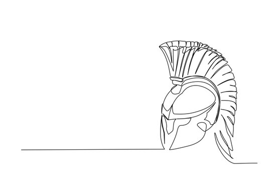 recommend clip art: Roman warrior knight helmet mask  continuous one line drawing. Spartan headgear single line art illustration. Editable vector.