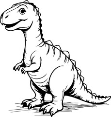 Obraz premium Playful toy dinosaur sketch on white background, child development concept