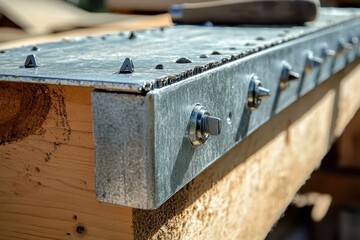 A galvanized steel rafter or joist hanger with nails and a hammer can be utilized in home building