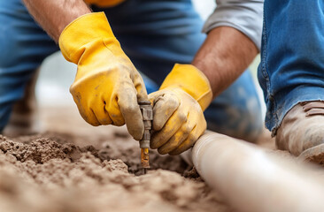 A worker&rsquo;s hands tightening bolts on a steel frame with a wrench