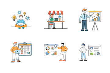 Set of digital marketing various vector illustration