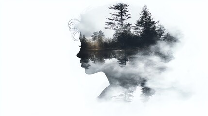 A beautiful silhouette blending with nature, illustrating harmony between the mind and the environment.