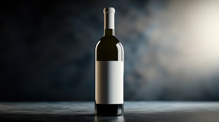 Fototapeta premium Elegant Wine Bottle Mockup: A Blank Label Ready for Your Brand