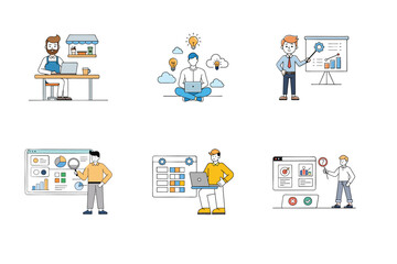Set of digital marketing various vector illustration