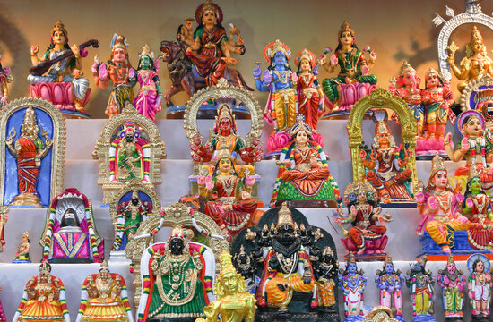 Hindi god and goddess Parvathi amman dolls in Dasara dolls golu	
