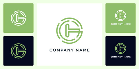 Rotation tech with letters H logo design and icon