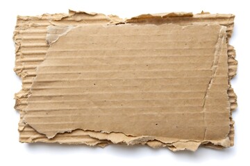 Fototapeta premium Photo piece of brown cardboard with torn edges on isolated background