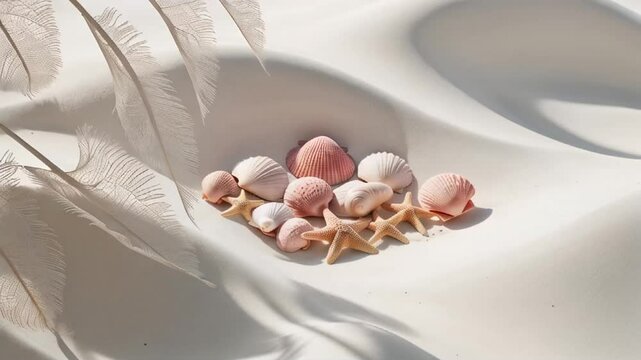 sand, beautiful shells, background

