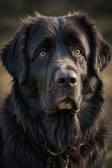 Summer dog portrait, on green grass background