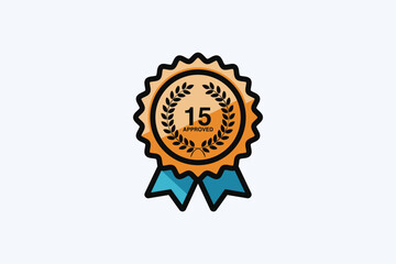 Fototapeta premium A stylized 15-year approved badge with a ribbon