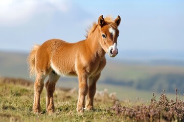 Fototapeta premium a young pony on Dartmoor s peak