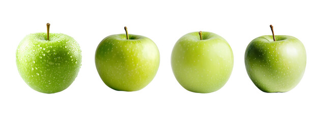 Green apple set isolated on transparent background.