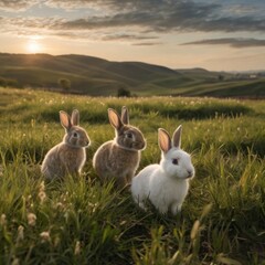 rabbits in the grass