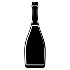 Champagne Bottle vector silhouette black design white background