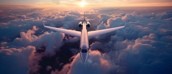 Modern commercial plane at high speed flying