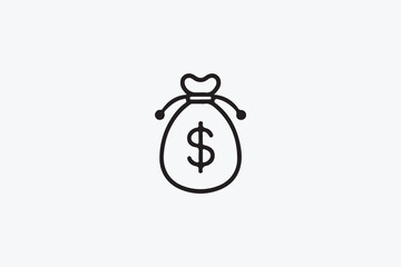 Financial Management Icon Set: Money Bag, Coins, and Calculator