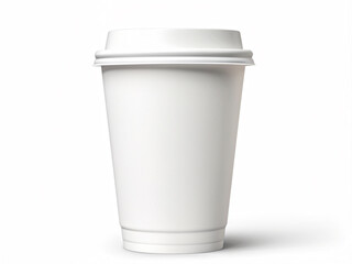 Close up of Blank a white Coffee paper cup isolated on light white background. Coffee Mockup for branding. Text or Logo.