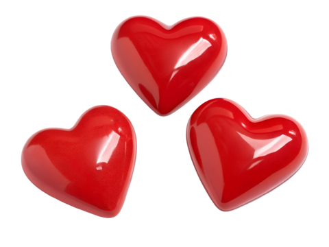 Collection set of glossy red hearts isolated on
transparent background, PNG file