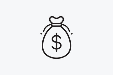 Financial Management Icon Set: Money Bag, Coins, and Calculator