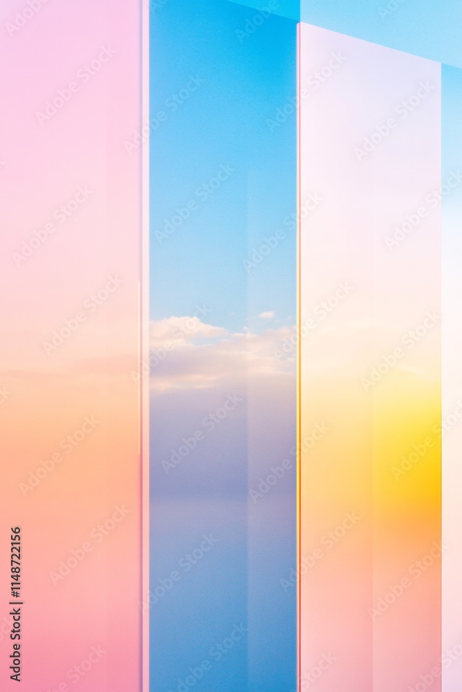 Poster pastel reflections abstract architecture and minimalist urban harmony
