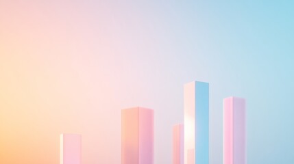Fototapeta premium Pastel Minimal Cityscape with Soft Gradients and Abstract Architecture