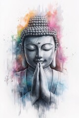 Serene Buddha Watercolor Painting Meditation, Peace, and Enlightenment