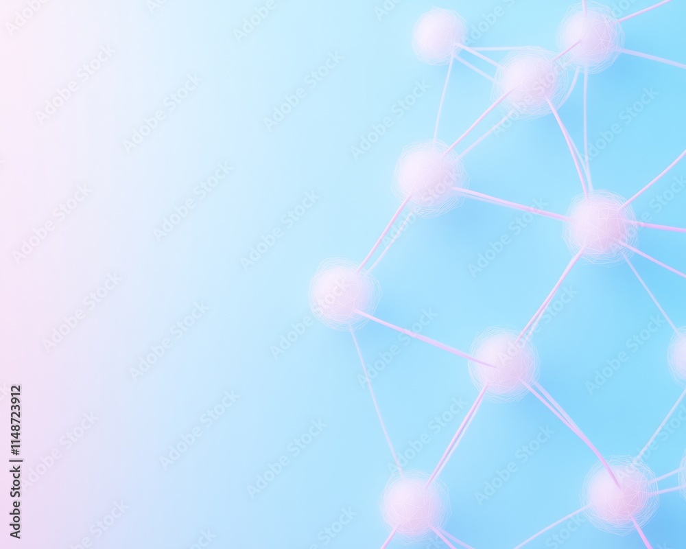 Poster Abstract Network of Glowing Nodes in Pastel Gradient Background